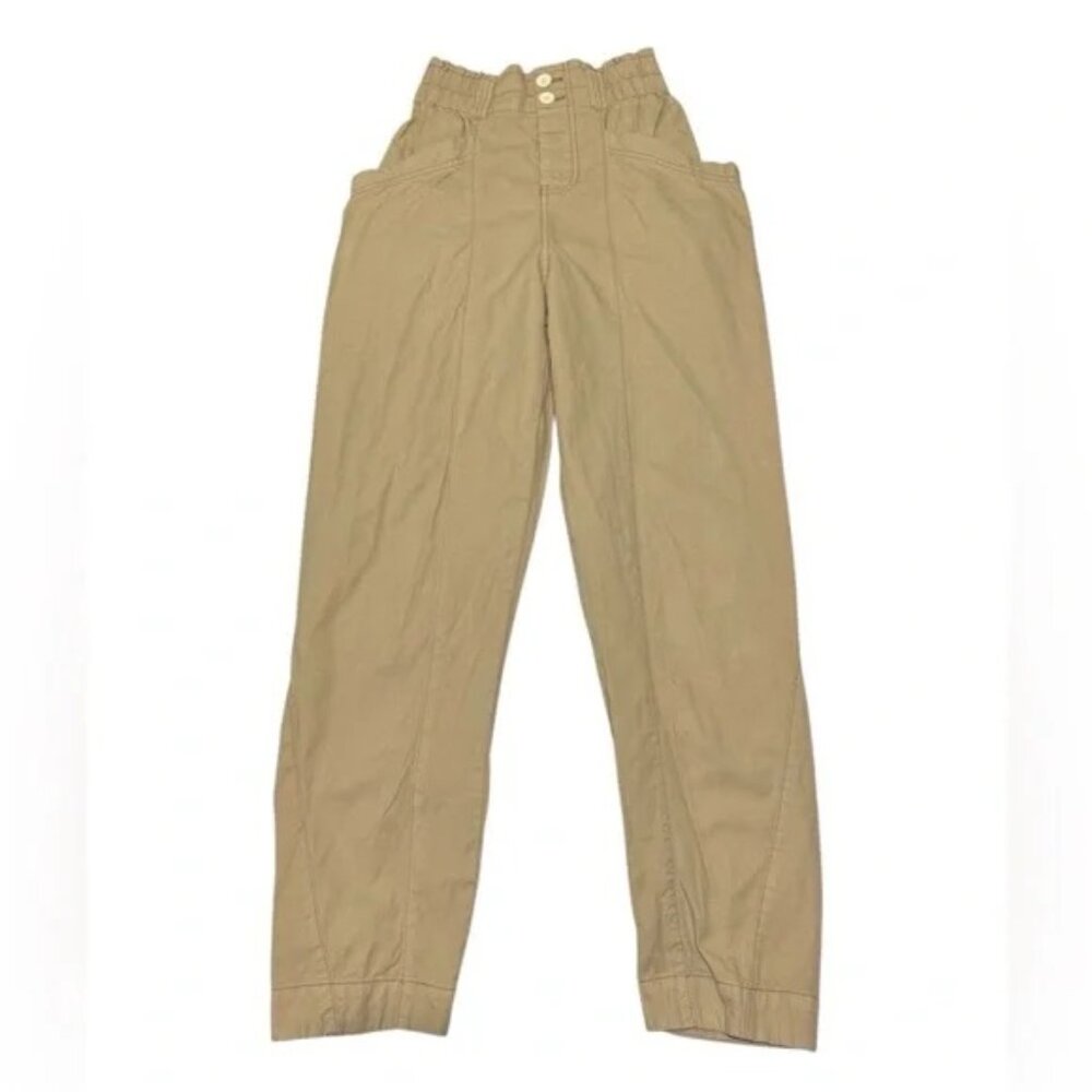 Free People Women’s Ready to Run Cinch-Waist Pants OB1235398 Parchment Size XS - Picture 6 of 8